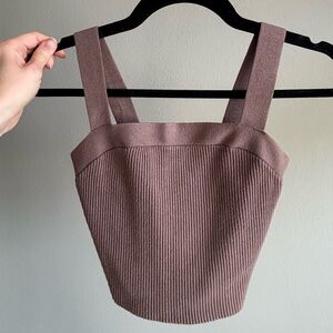 Abercrombie Cropped Brown Ribbed Sweatee Top